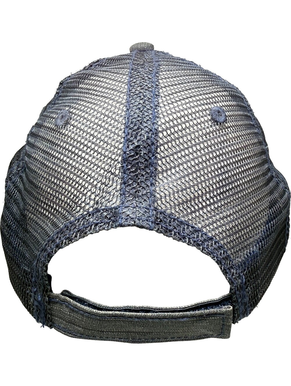 Ship Faced Anchor Logo Denim Trucker Hat Mesh Back Strapback Cap Distressed Blue - Picture 8 of 11